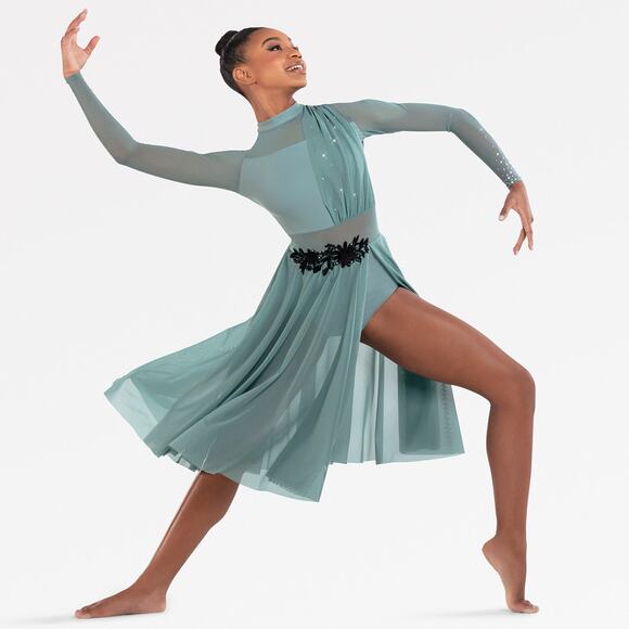 Dance Costume Large Child Green Revolution RC22811 Contemporary Rhinestones - Picture 1 of 2